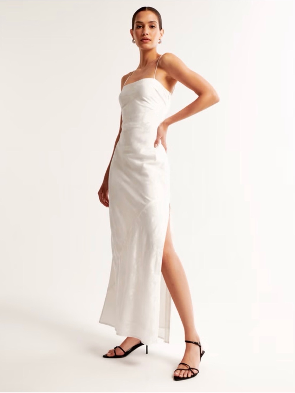 Elegant White Slip Maxi Dress with Side Slit